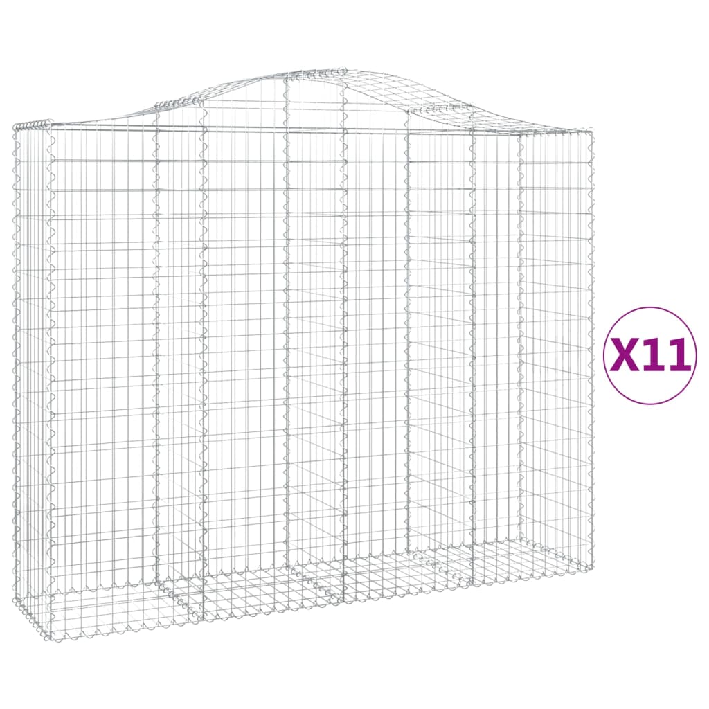 Paniers à gabions arqués 11 pcs 200x50x160/180 cm Fer galvanisé