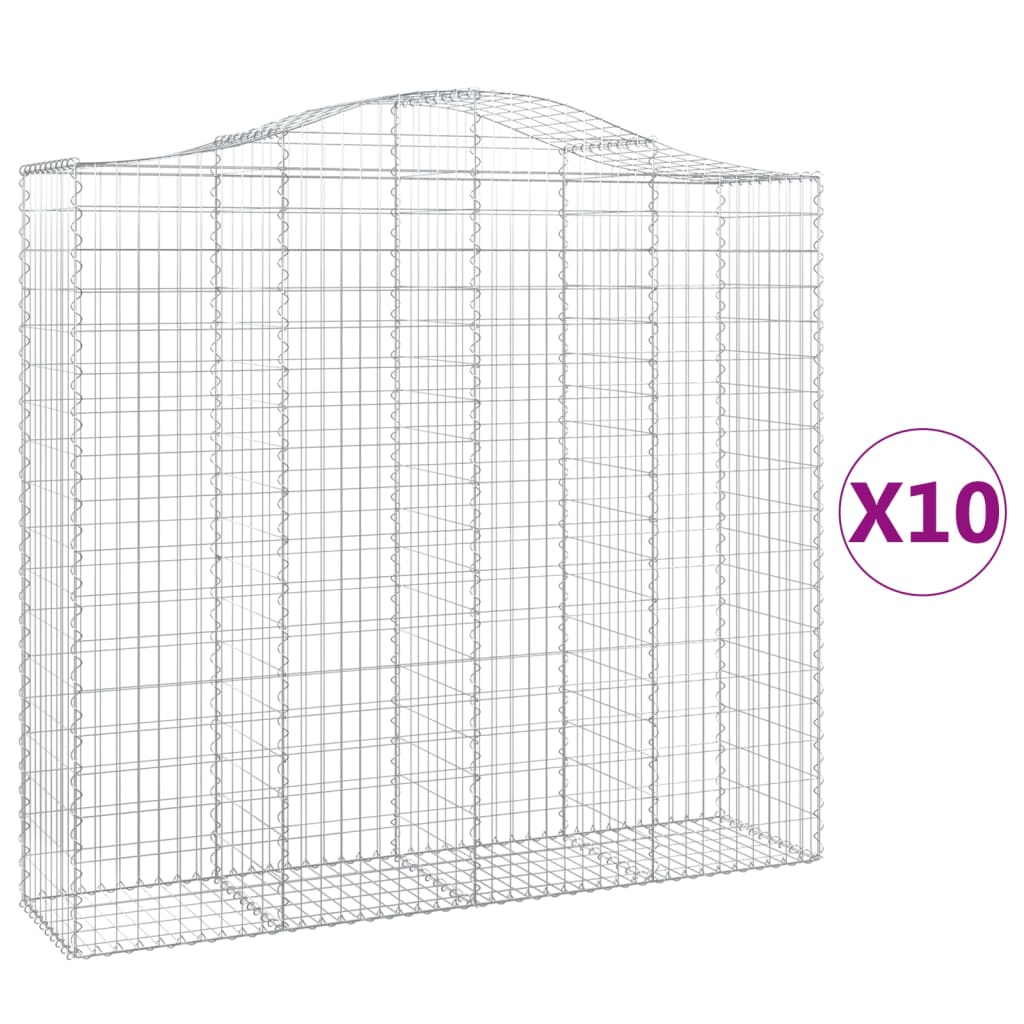 Paniers à gabions arqués 10 pcs 200x50x180/200 cm Fer galvanisé