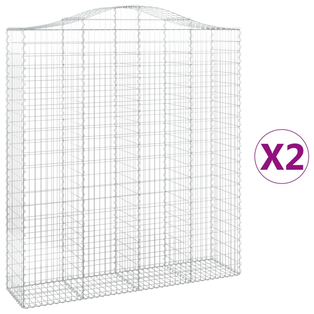 Paniers à gabions arqués 2 pcs 200x50x220/240 cm Fer galvanisé