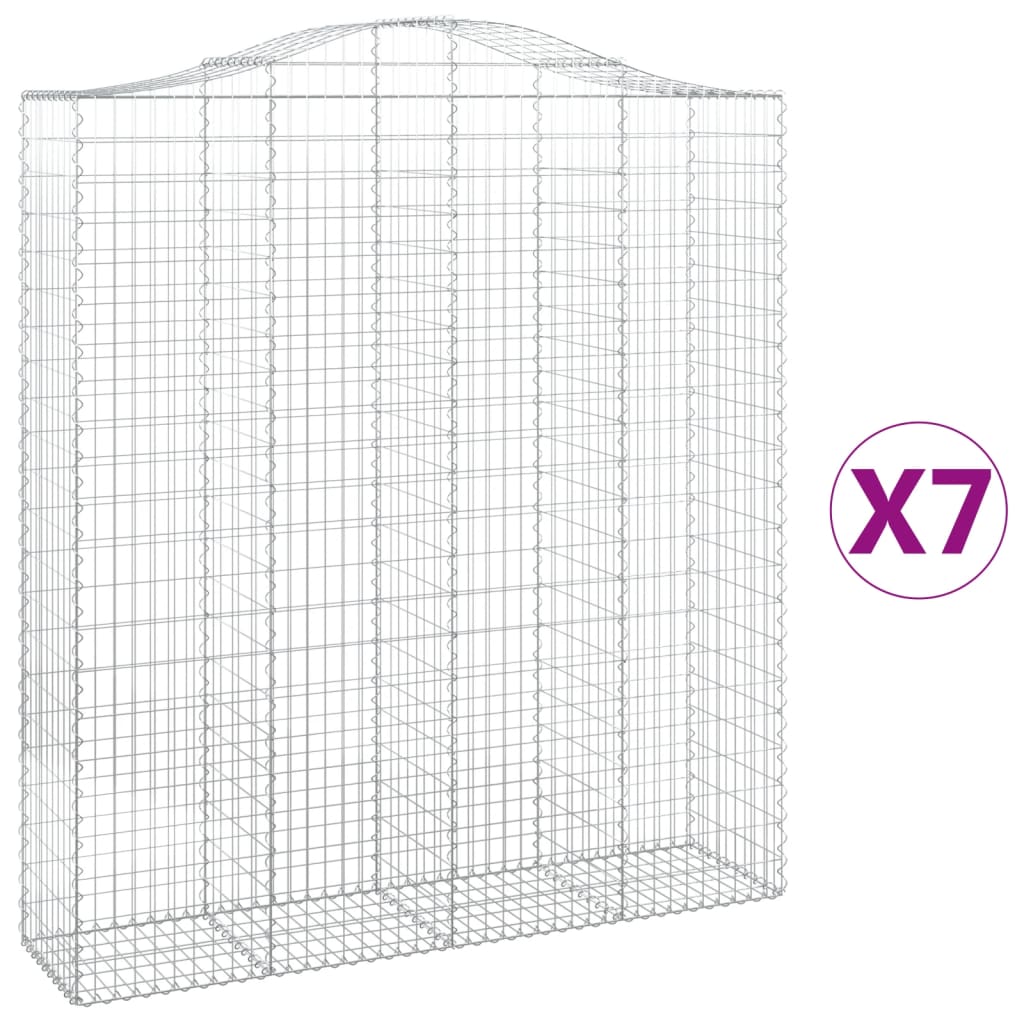 Paniers à gabions arqués 7 pcs 200x50x220/240 cm Fer galvanisé