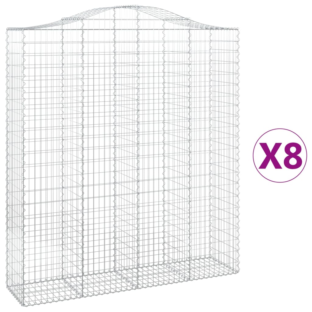 Paniers à gabions arqués 8 pcs 200x50x220/240 cm Fer galvanisé