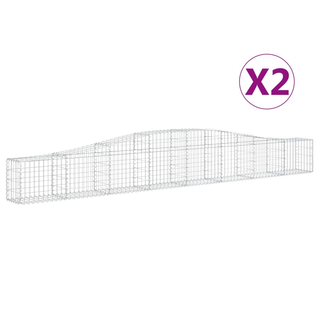 Paniers à gabions arqués 2 pcs 400x30x40/60 cm Fer galvanisé