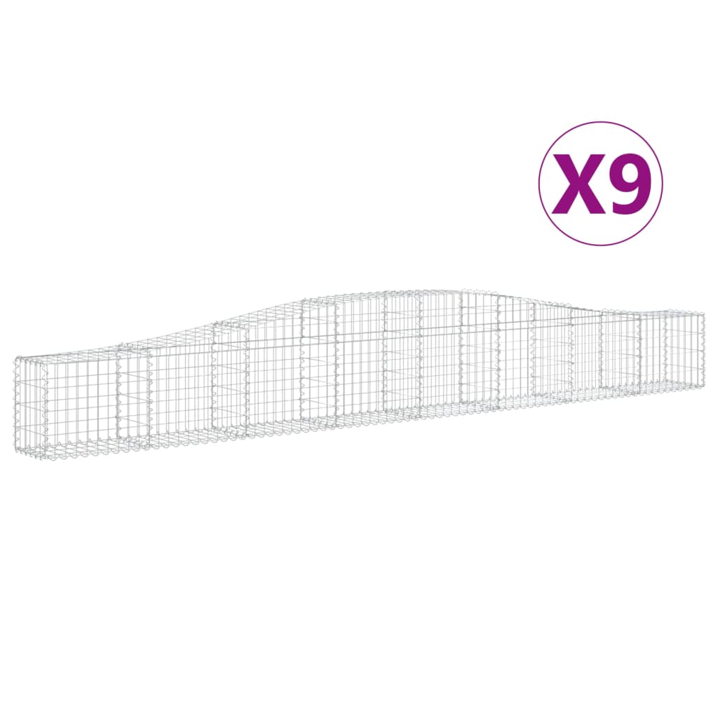 Paniers à gabions arqués 9 pcs 400x30x40/60 cm Fer galvanisé