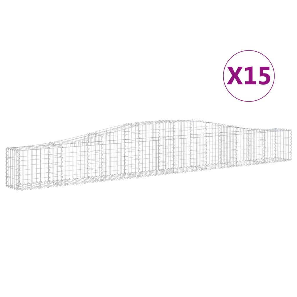 Paniers à gabions arqués 15 pcs 400x30x40/60 cm Fer galvanisé