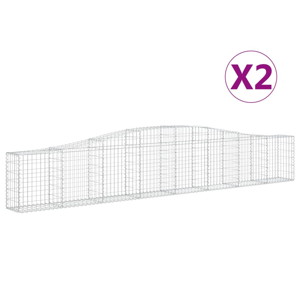 Paniers à gabions arqués 2 pcs 400x30x60/80 cm Fer galvanisé