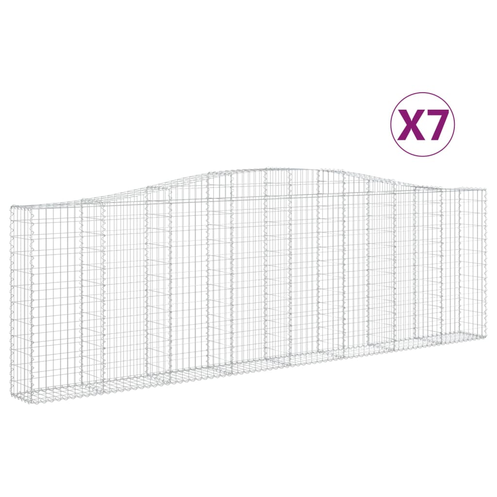 Paniers à gabions arqués 7 pcs 400x30x120/140 cm Fer galvanisé
