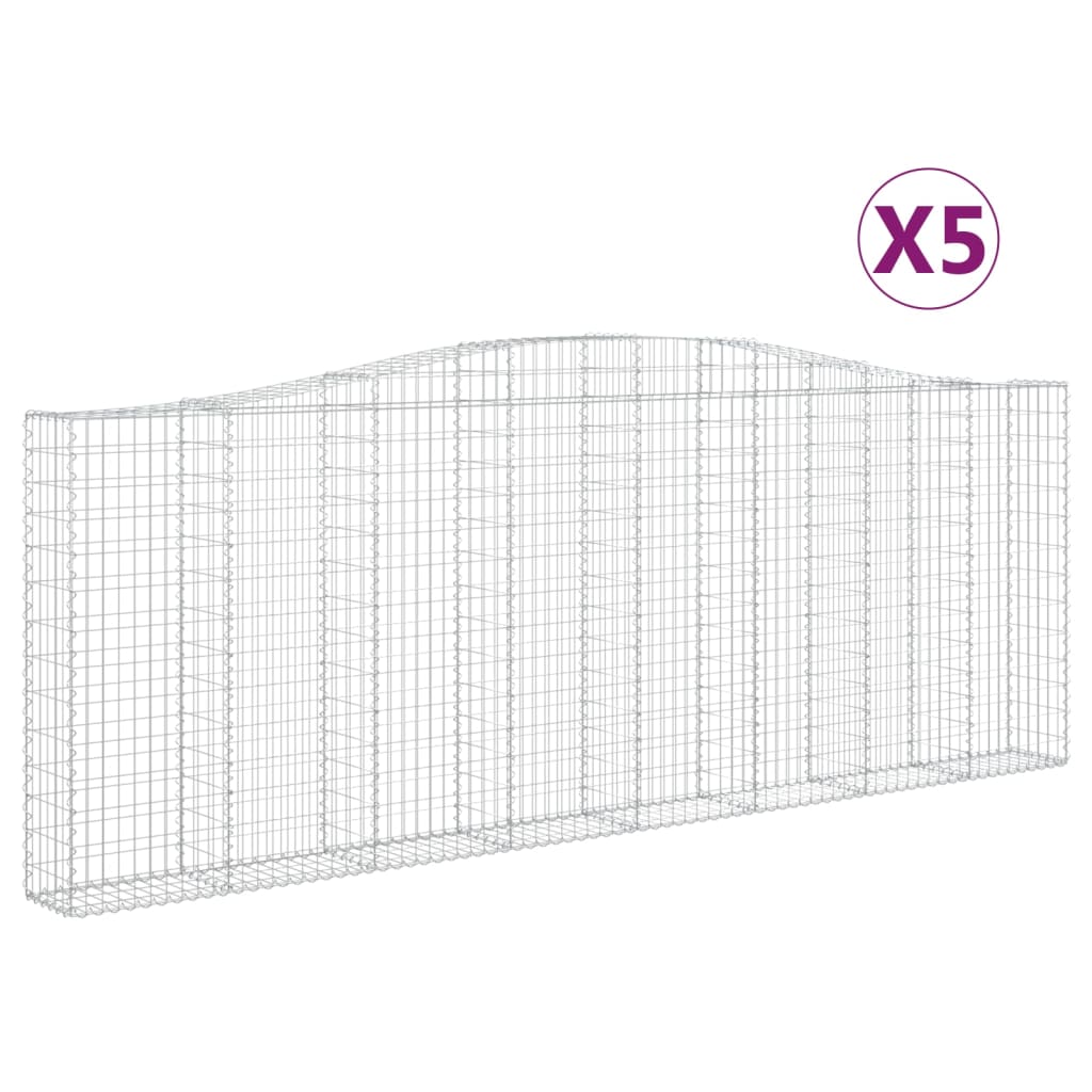 Paniers à gabions arqués 5 pcs 400x30x140/160 cm Fer galvanisé