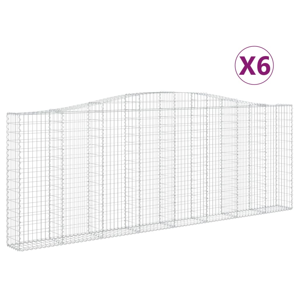 Paniers à gabions arqués 6 pcs 400x30x140/160 cm Fer galvanisé