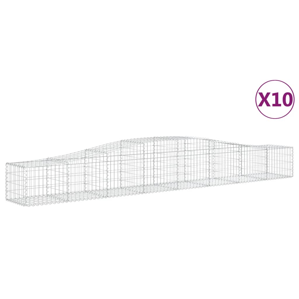 Paniers à gabions arqués 10 pcs 400x50x40/60 cm Fer galvanisé