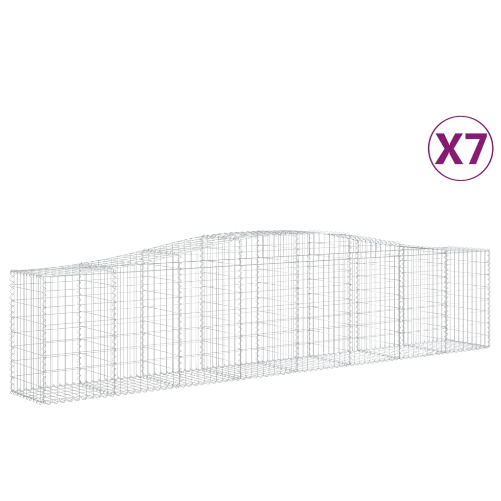 Paniers à gabions arqués 7 pcs 400x50x80/100 cm Fer galvanisé