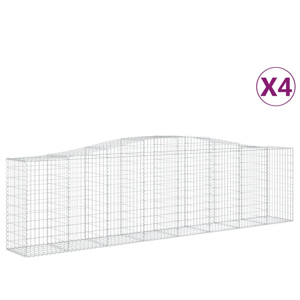 Paniers à gabions arqués 4 pcs 400x50x100/120 cm Fer galvanisé