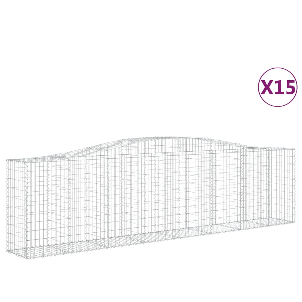 Paniers à gabions arqués 15 pcs 400x50x100/120 cm Fer galvanisé