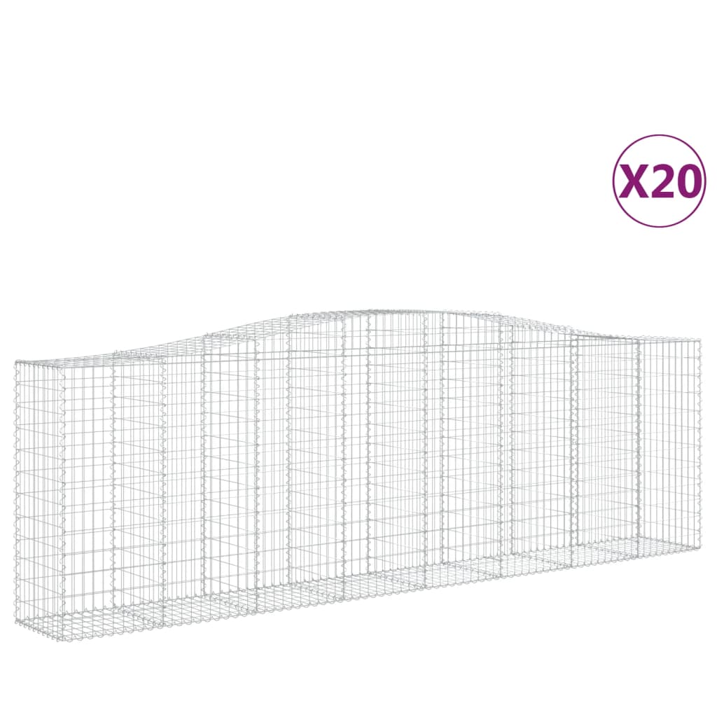 Paniers à gabions arqués 20 pcs 400x50x120/140 cm Fer galvanisé