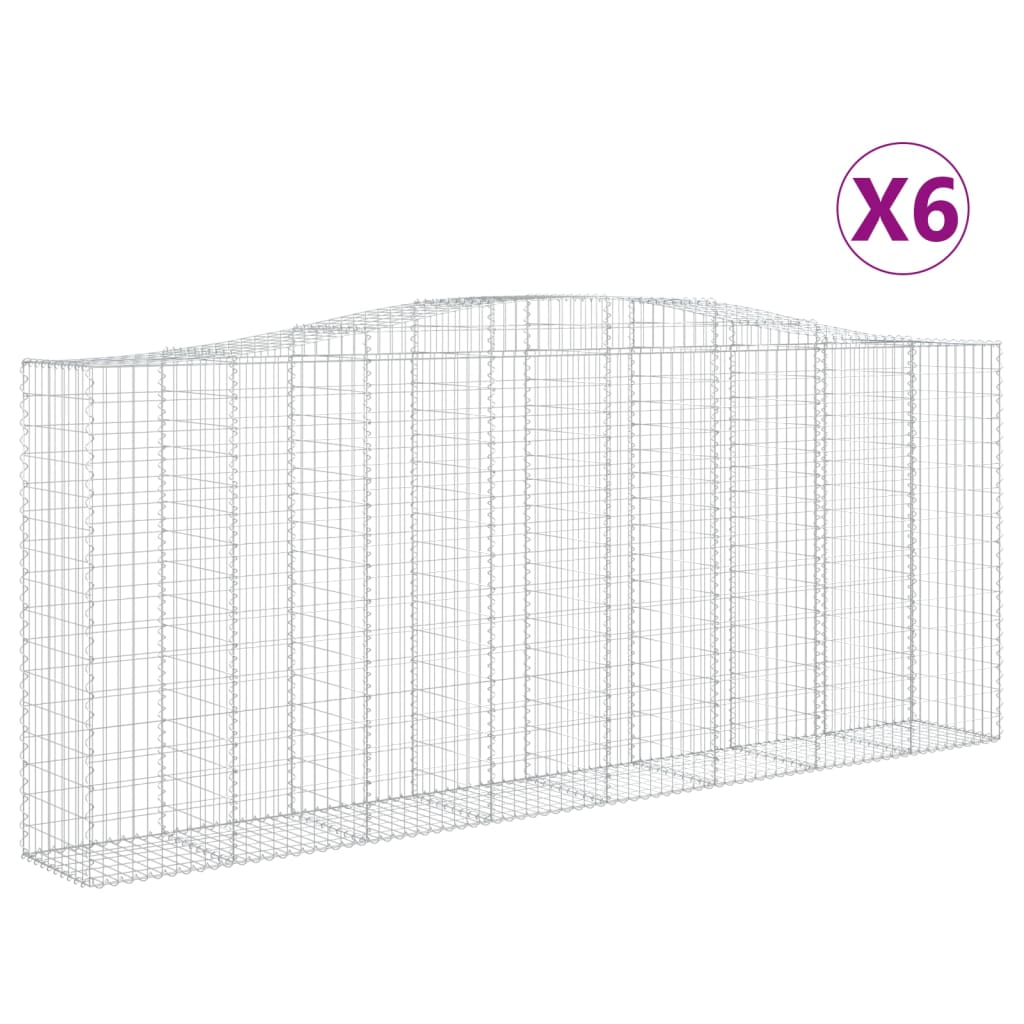 Paniers à gabions arqués 6 pcs 400x50x160/180 cm fer galvanisé