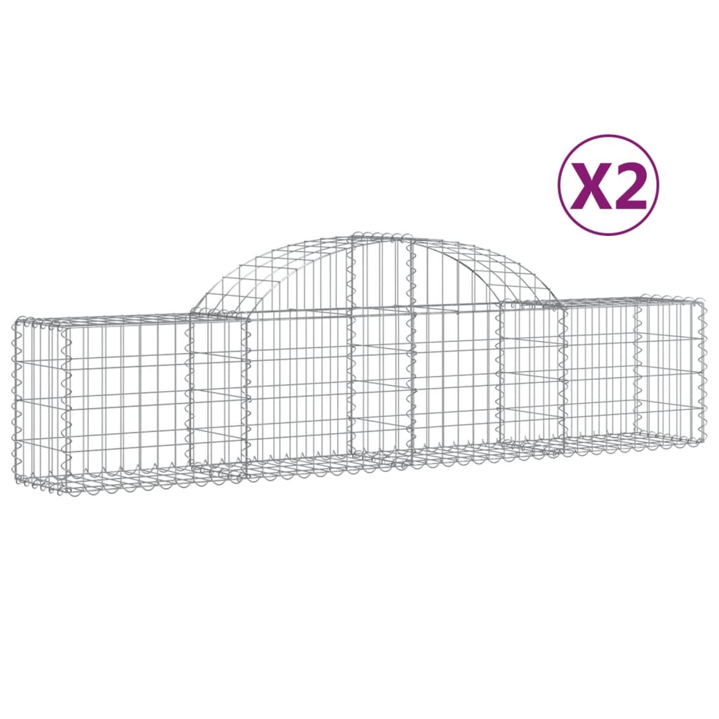 Paniers à gabions arqués 2 pcs 200x30x40/60 cm Fer galvanisé