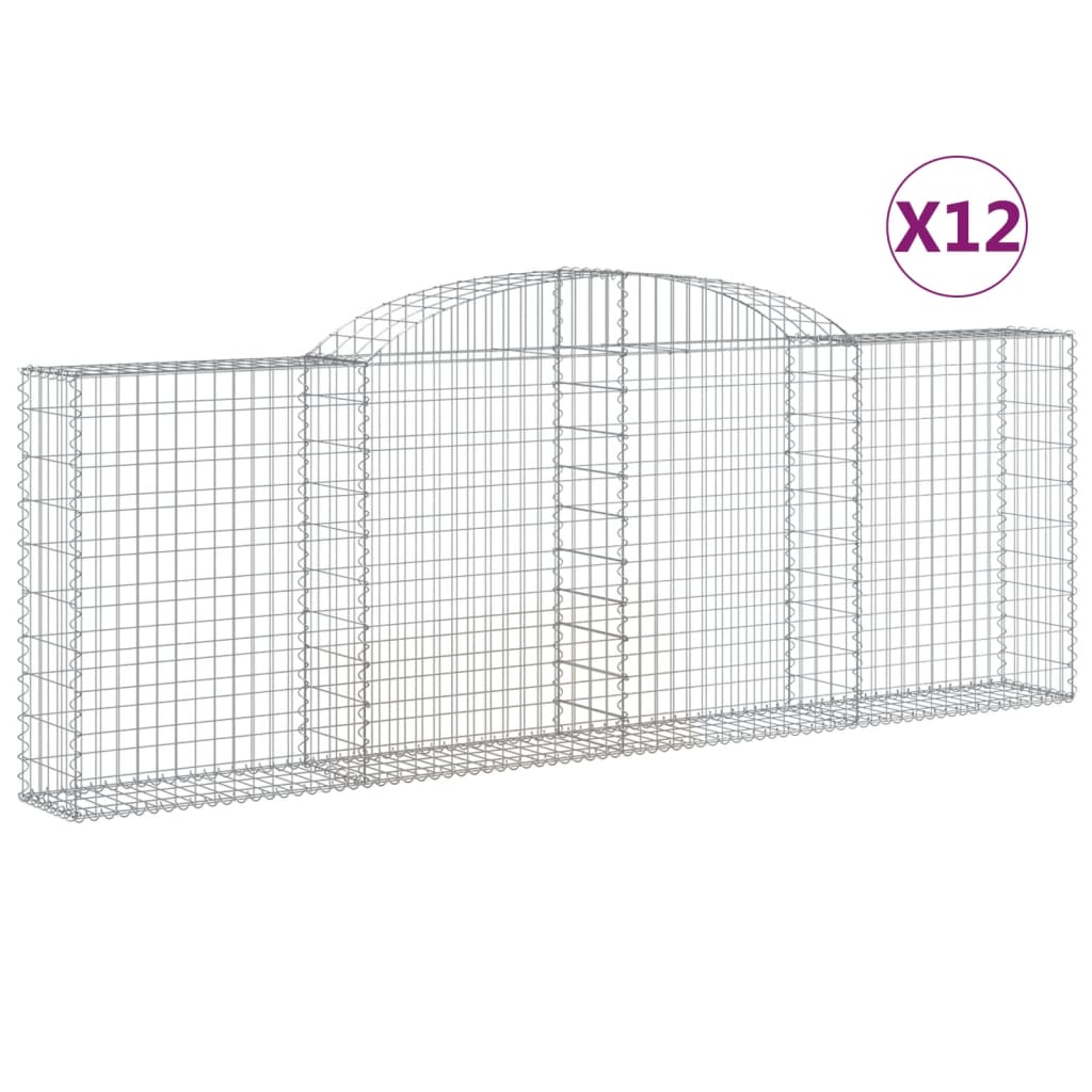 Paniers à gabions arqués 12 pcs 300x30x100/120 cm fer galvanisé