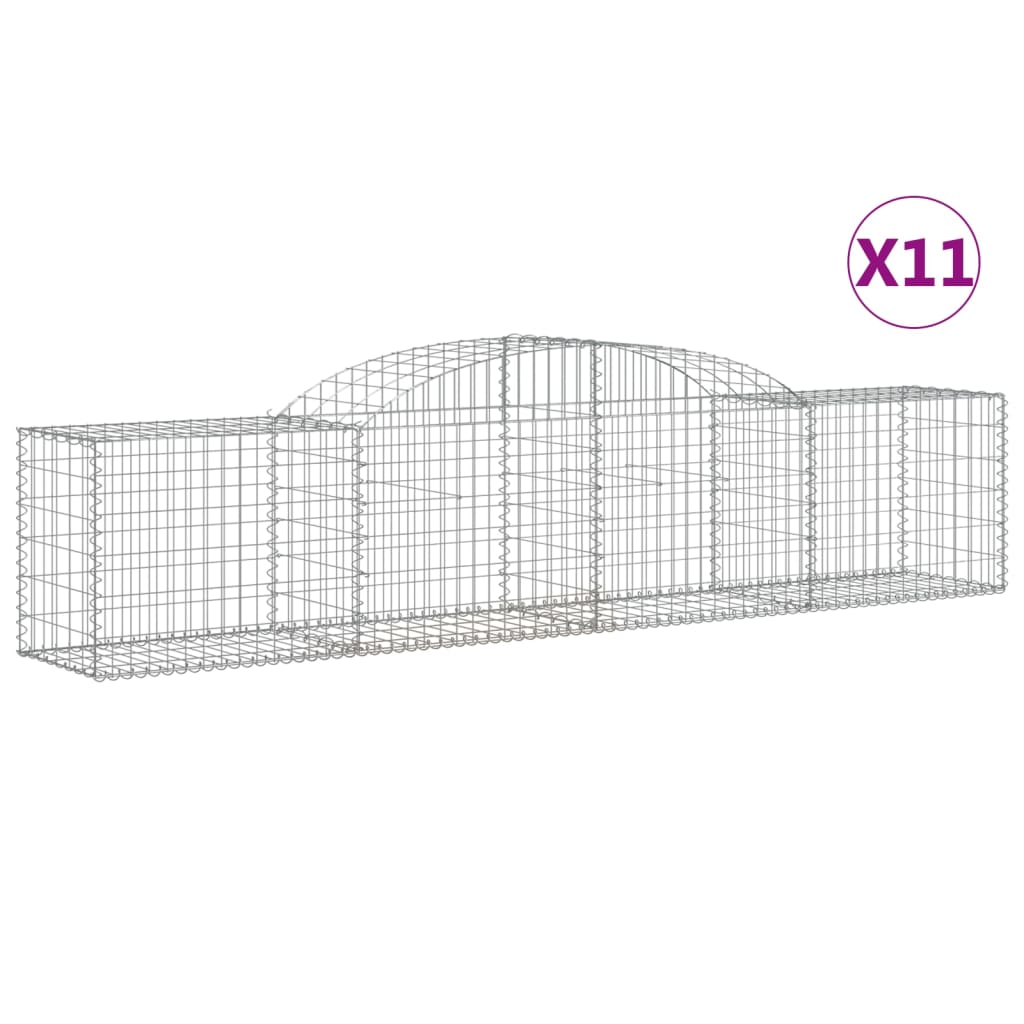 Paniers à gabions arqués 11 pcs 300x50x60/80 cm fer galvanisé