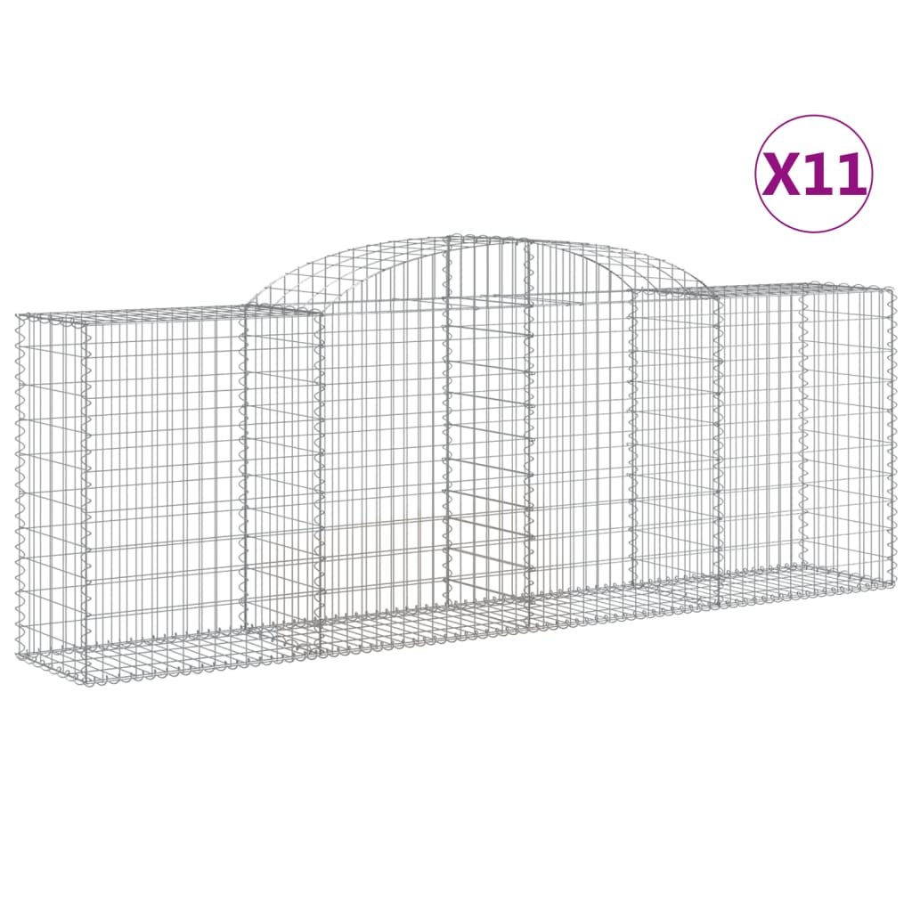 Paniers à gabions arqués 11 pcs 300x50x100/120 cm fer galvanisé