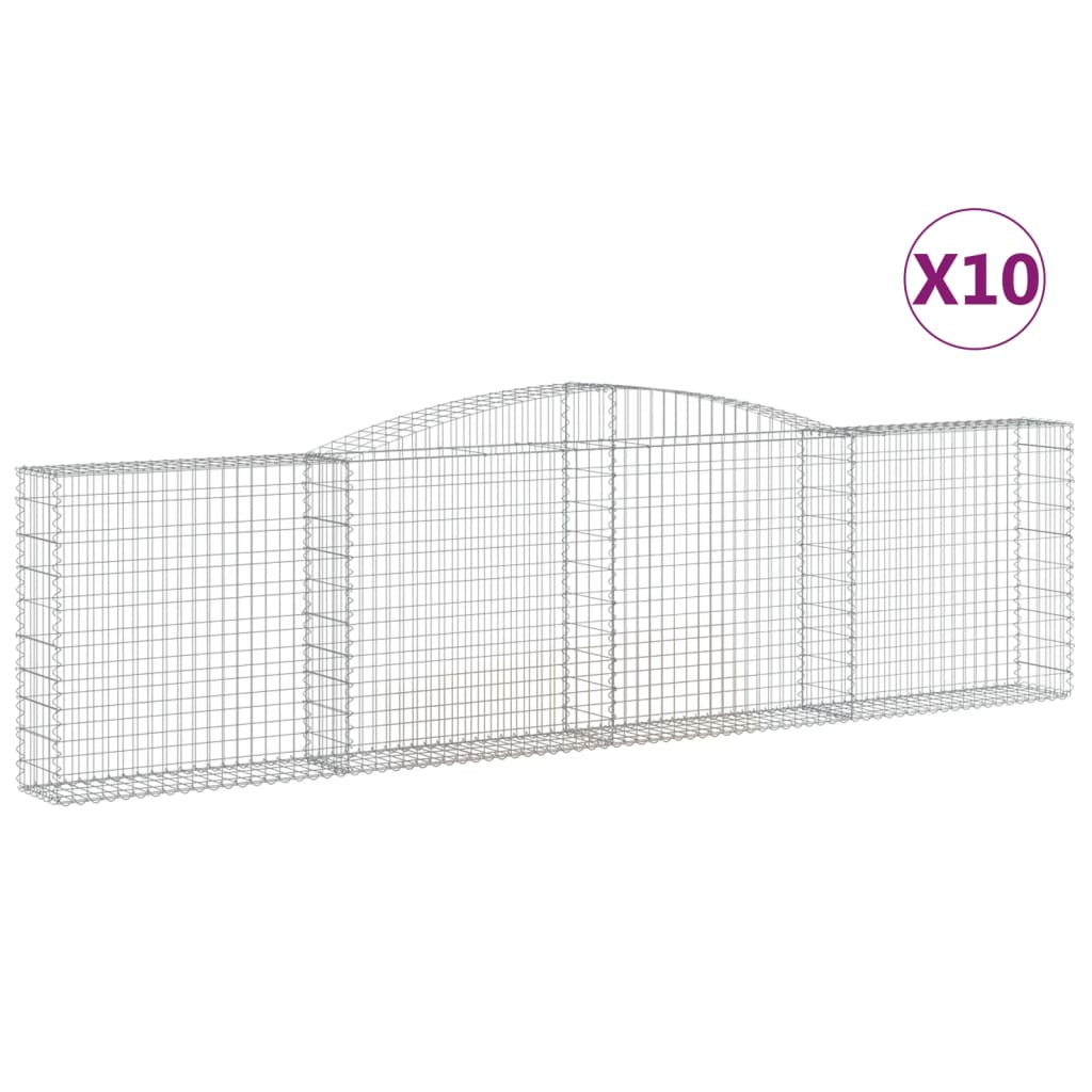 Paniers à gabions arqués 10 pcs 400x30x100/120 cm Fer galvanisé