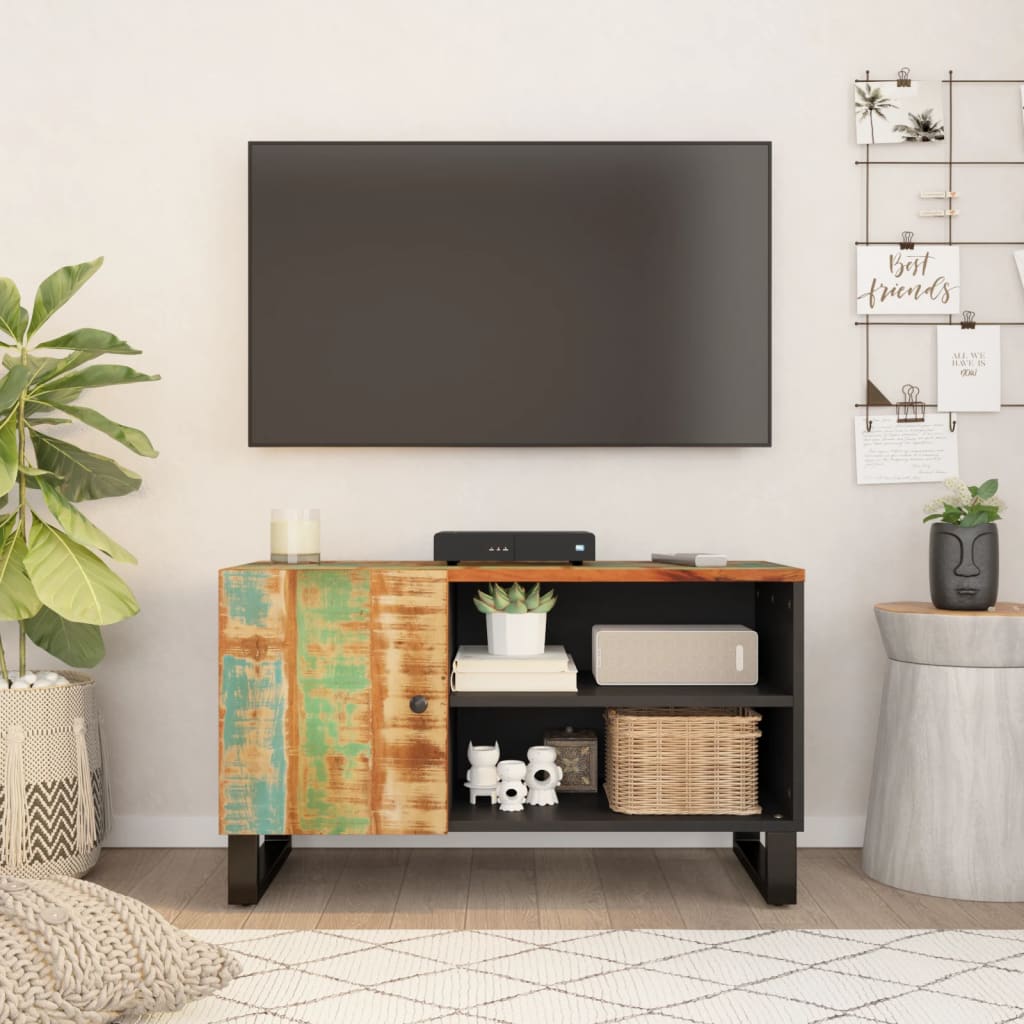 Meuble TV 80x33x46 cm bois de récupération et d'ingénierie