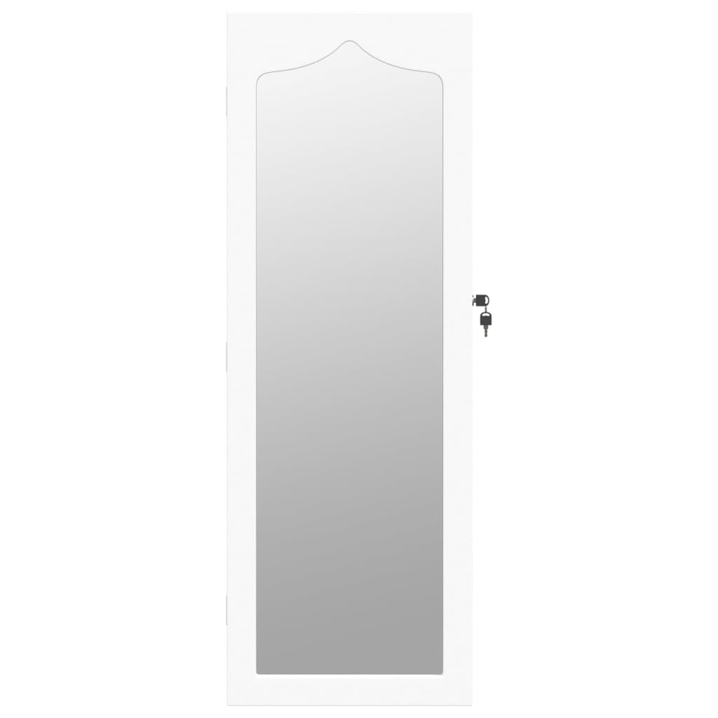 Armadio di gioielli con specchio a parete bianco 37.5x10x106 cm
