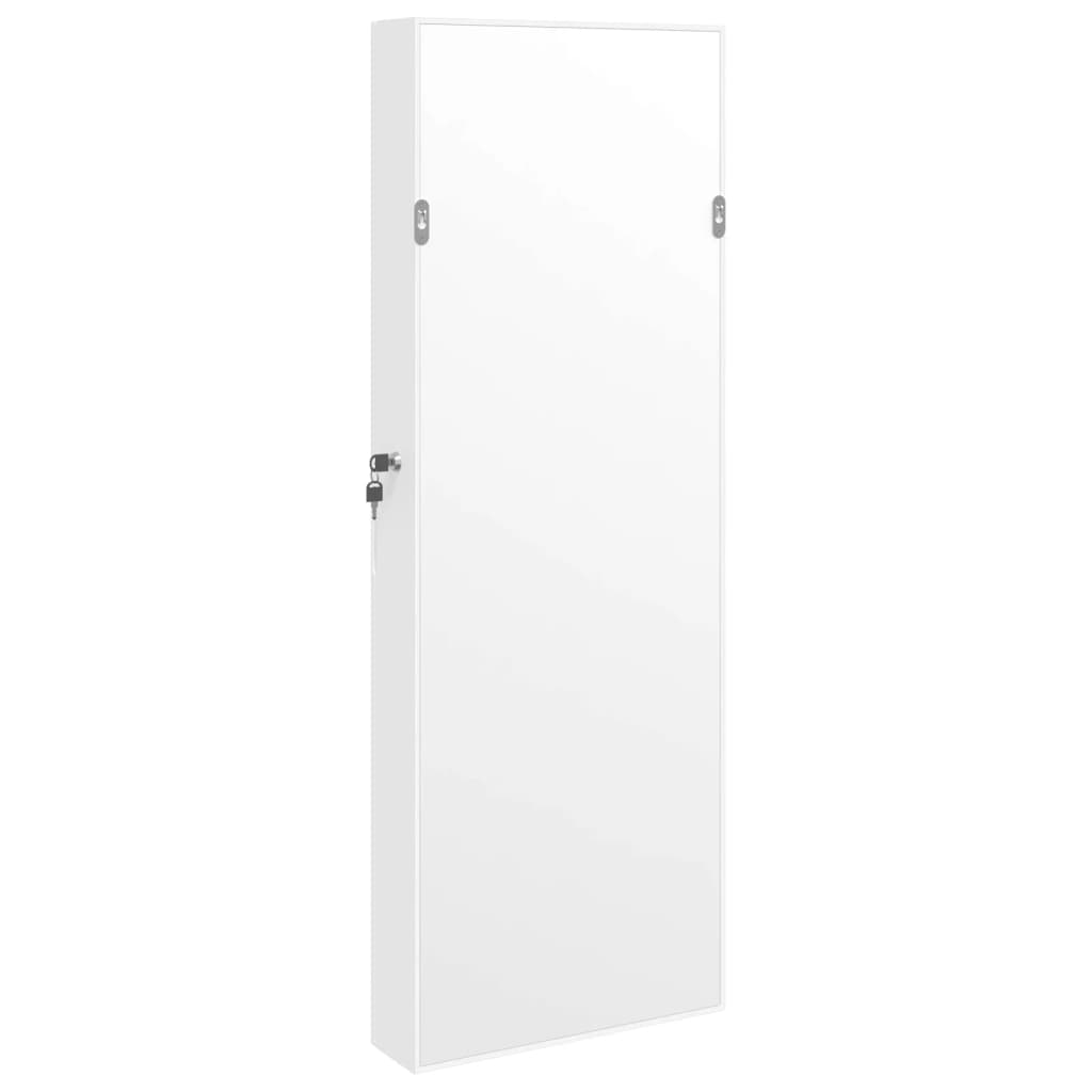Armadio di gioielli con specchio a parete bianco 37.5x10x106 cm