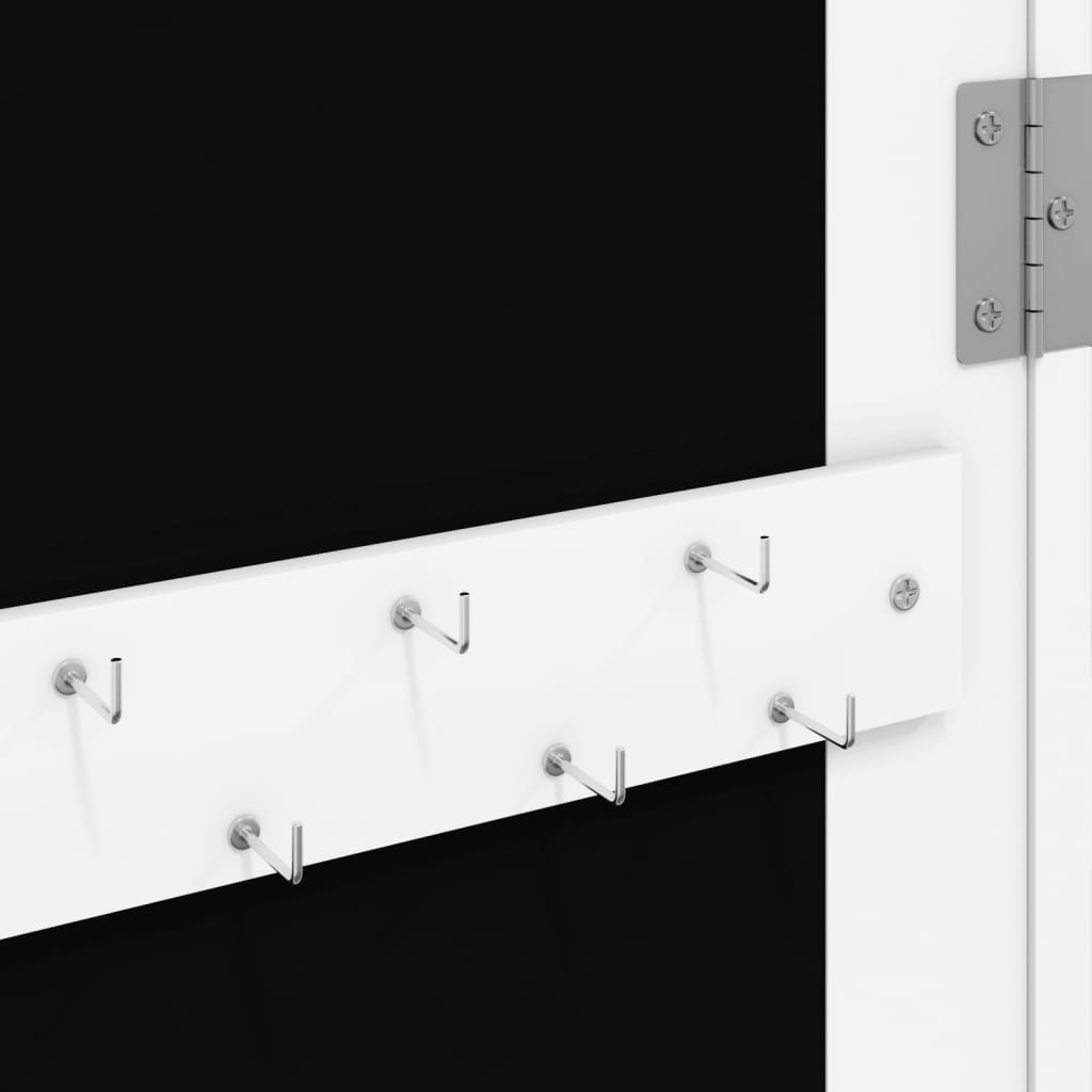 Armadio di gioielli con specchio a parete bianco 37.5x10x106 cm