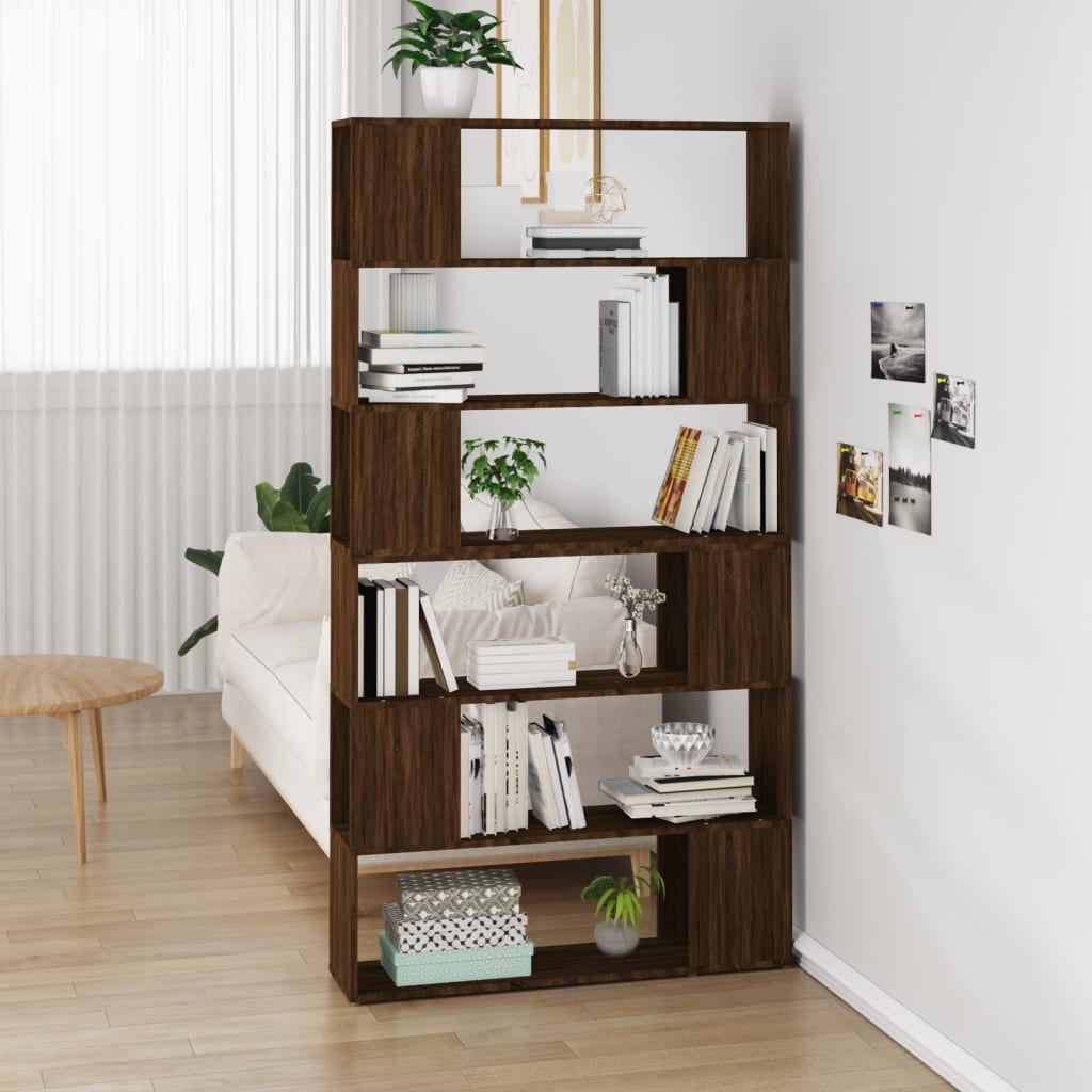 Biblioteca/parte separador roble marrón 100x24x188 cm
