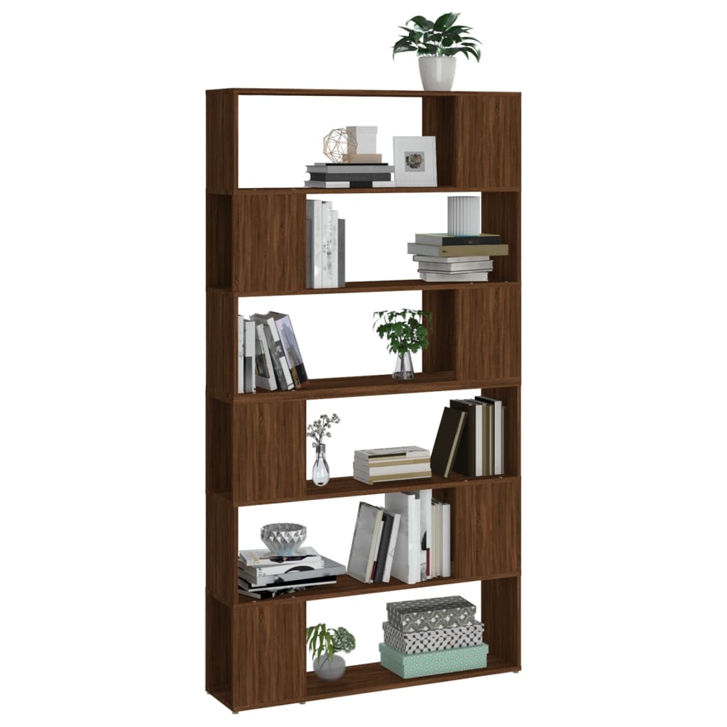 Biblioteca/parte separador roble marrón 100x24x188 cm