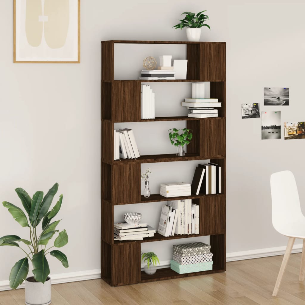 Biblioteca/parte separador roble marrón 100x24x188 cm