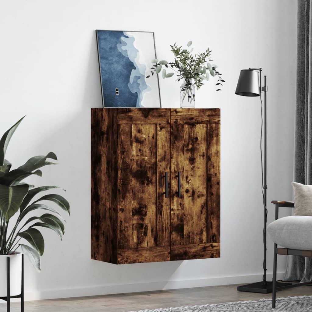 Smoked oak wall cabinet 69.5x34x90 cm engineering wood
