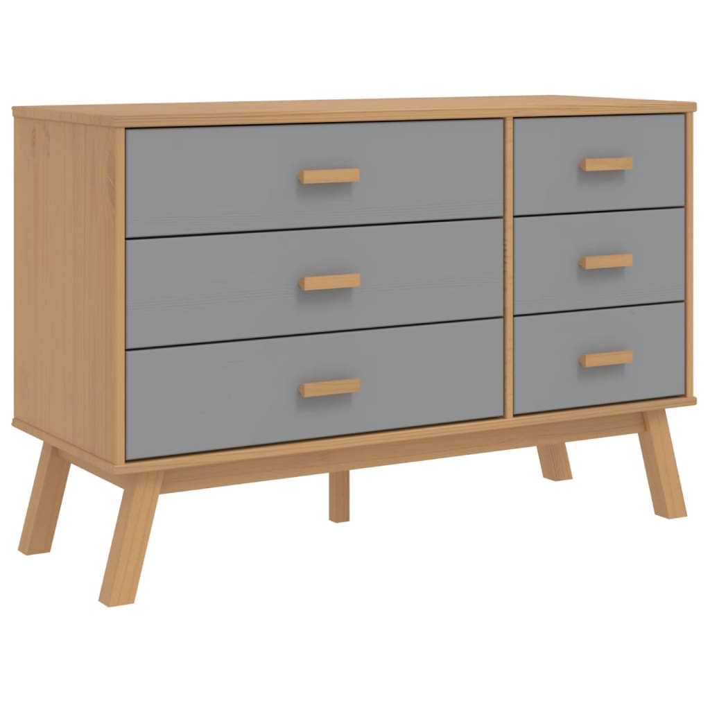 Olden Grey and Brown Wardrobe Armadio Solid Pine Wood