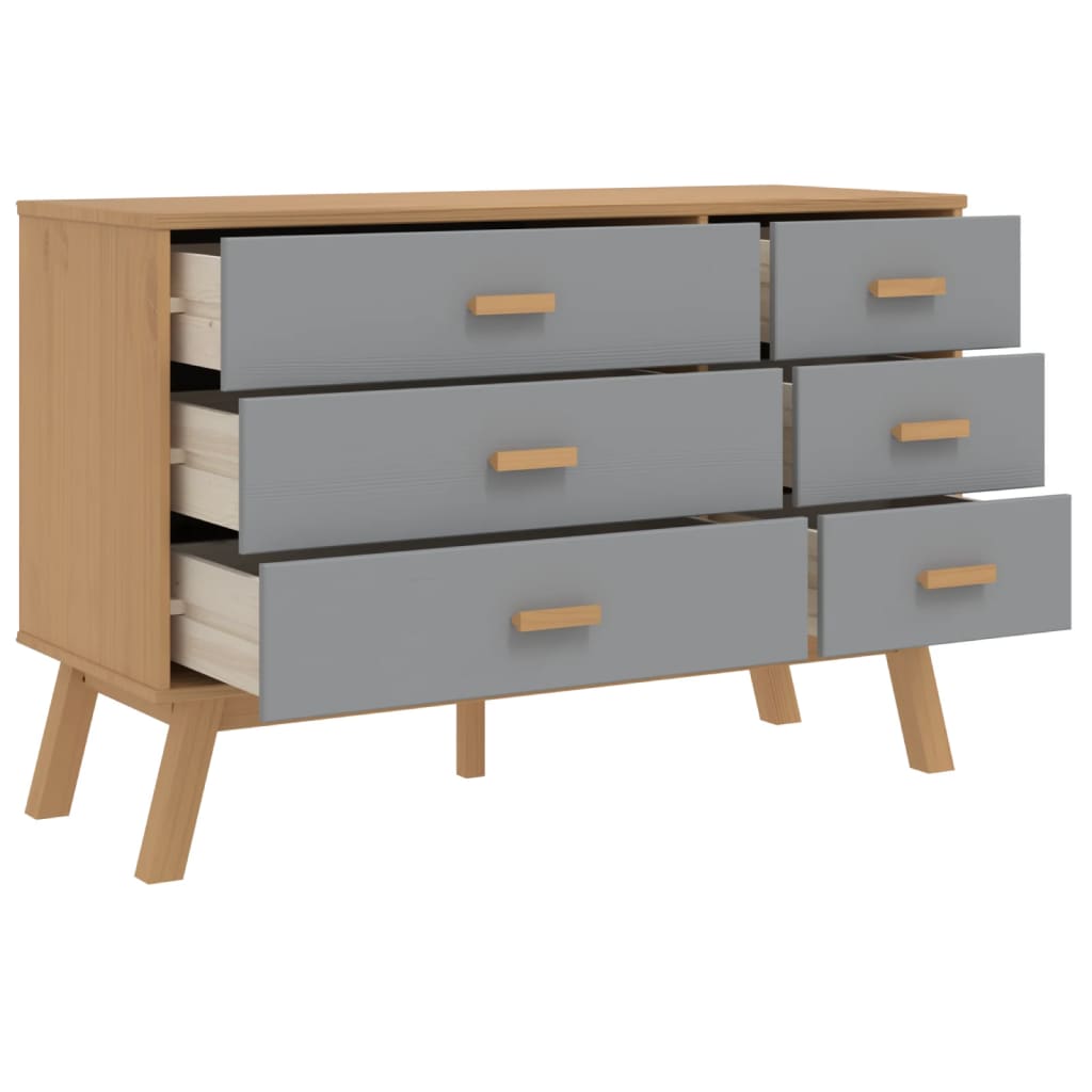 Olden Grey and Brown Wardrobe Armadio Solid Pine Wood