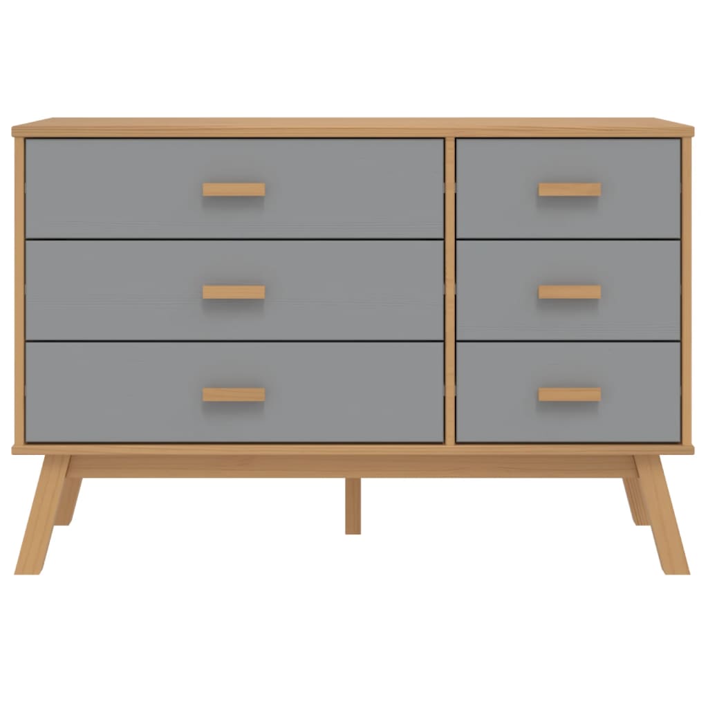 Olden Grey and Brown Wardrobe Armadio Solid Pine Wood