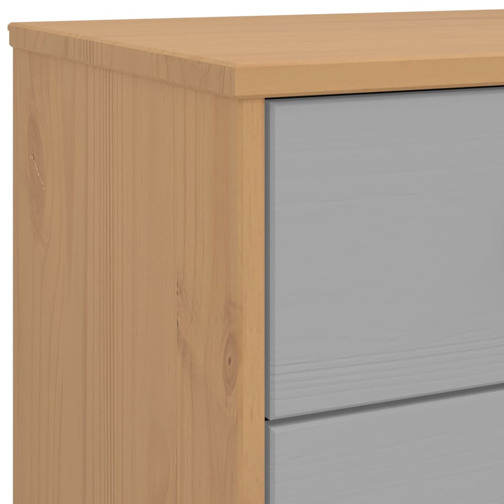 Olden Grey and Brown Wardrobe Armadio Solid Pine Wood