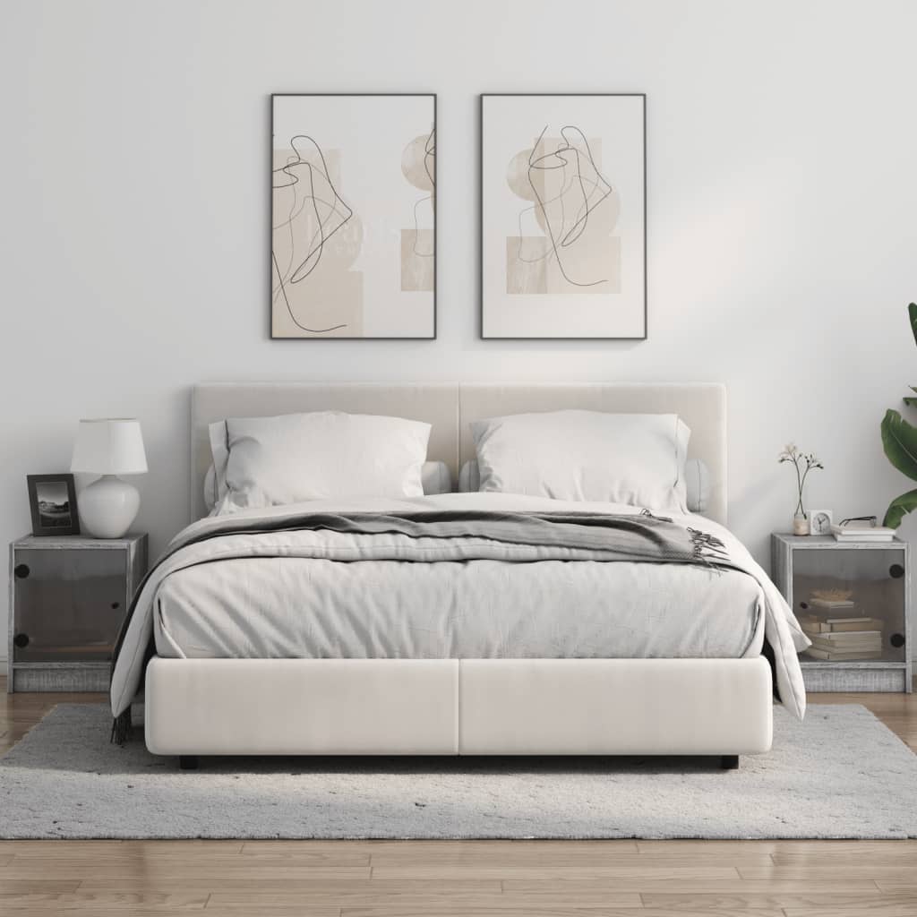 Nachttische und Glastüren 2pcs Sonoma Gris 35x37x42cm