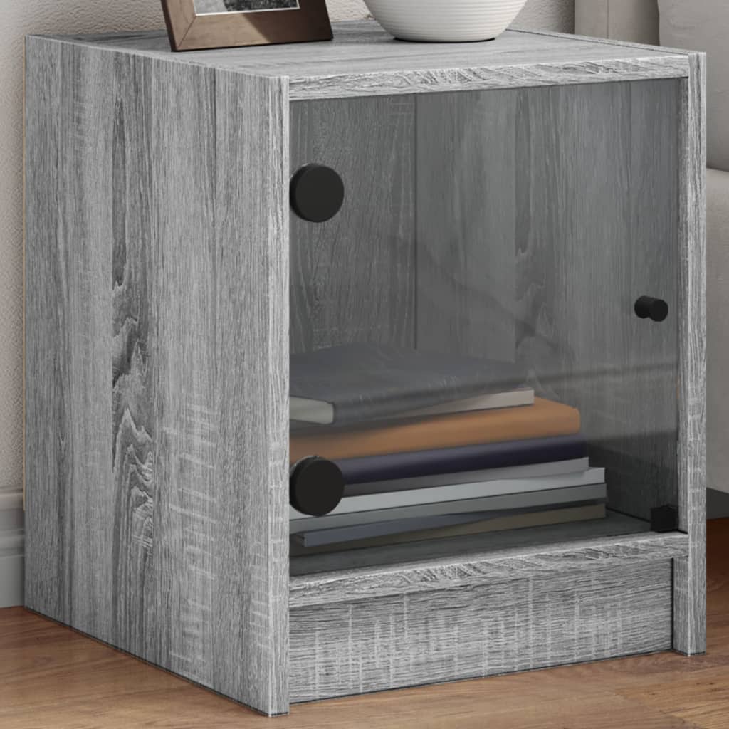 Nachttische und Glastüren 2pcs Sonoma Gris 35x37x42cm