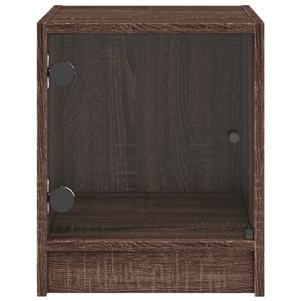 Tables de chevet et portes vitrées 2pcs chêne marron 35x37x42cm
