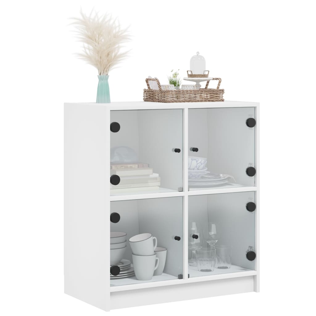 Armadio laterale con porte di vetro bianco 68x37x75,5 cm