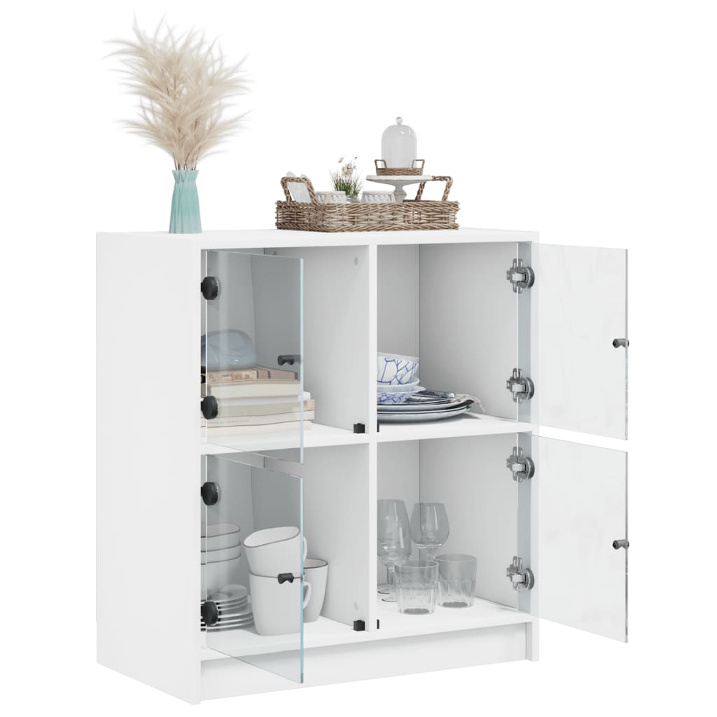 Armadio laterale con porte di vetro bianco 68x37x75,5 cm