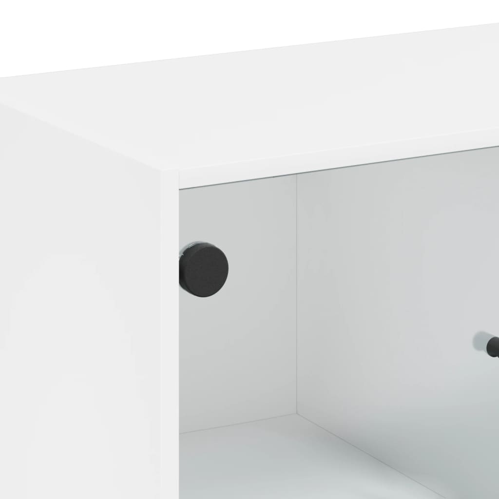 Armadio laterale con porte di vetro bianco 68x37x75,5 cm