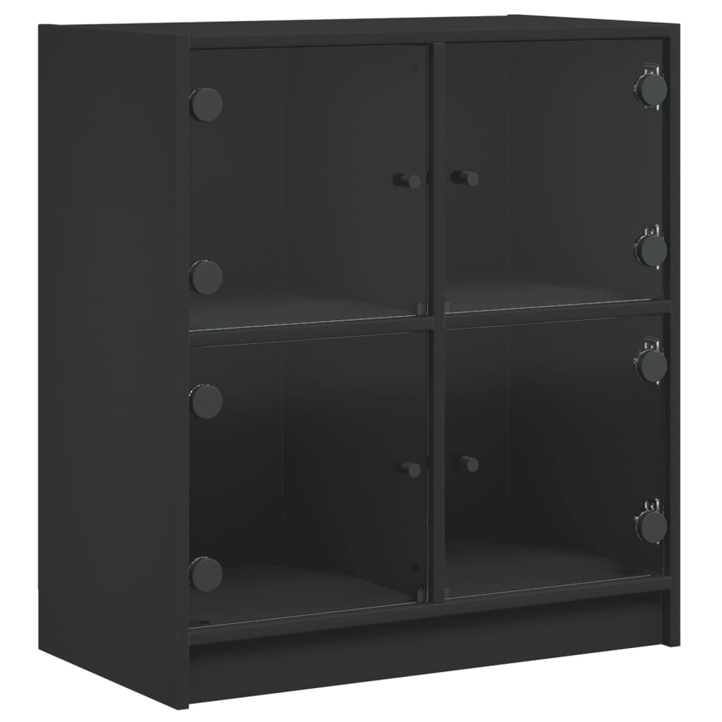 Armadio laterale con porte di vetro nero 68x37x75,5 cm
