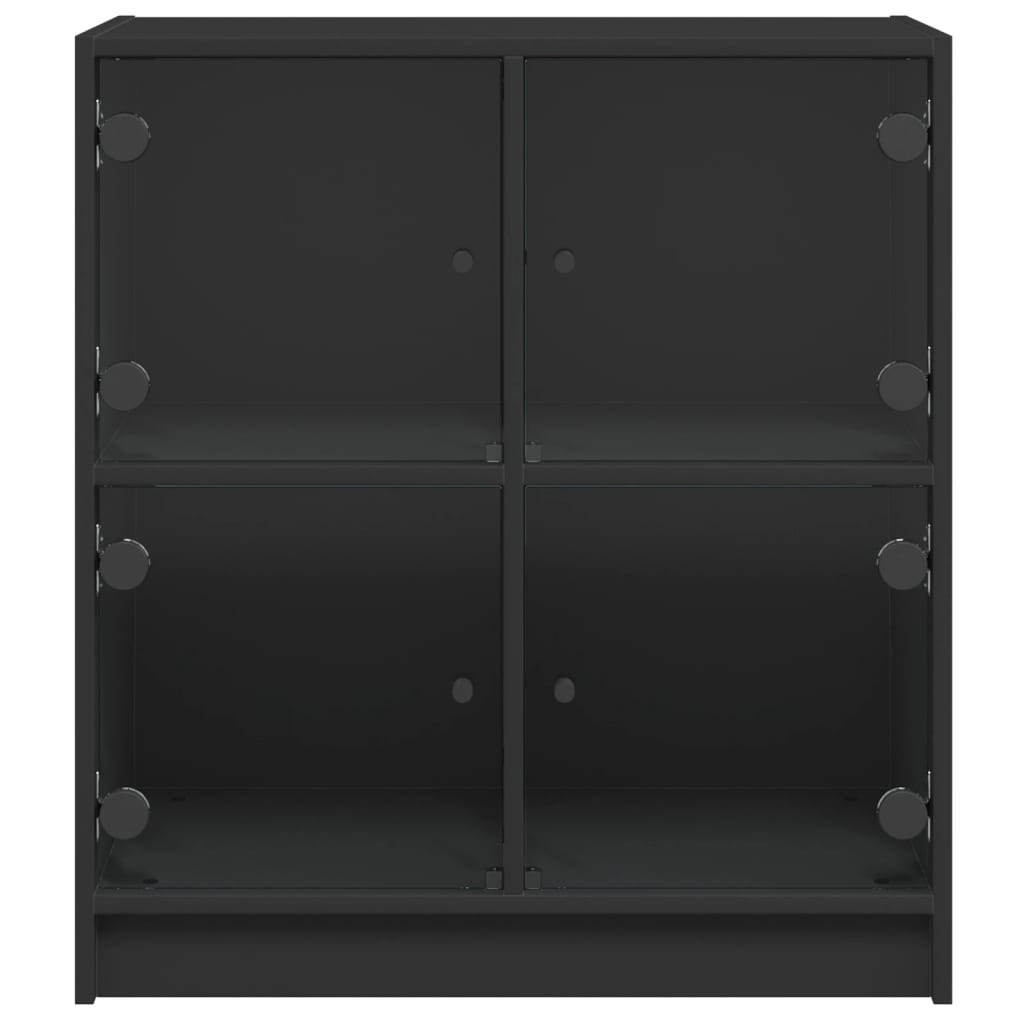 Armadio laterale con porte di vetro nero 68x37x75,5 cm