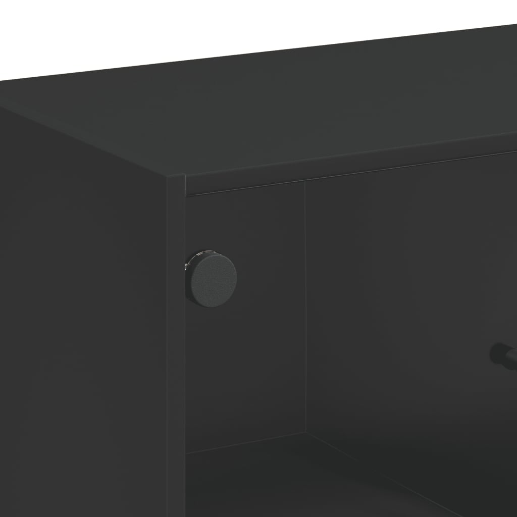 Armadio laterale con porte di vetro nero 68x37x75,5 cm