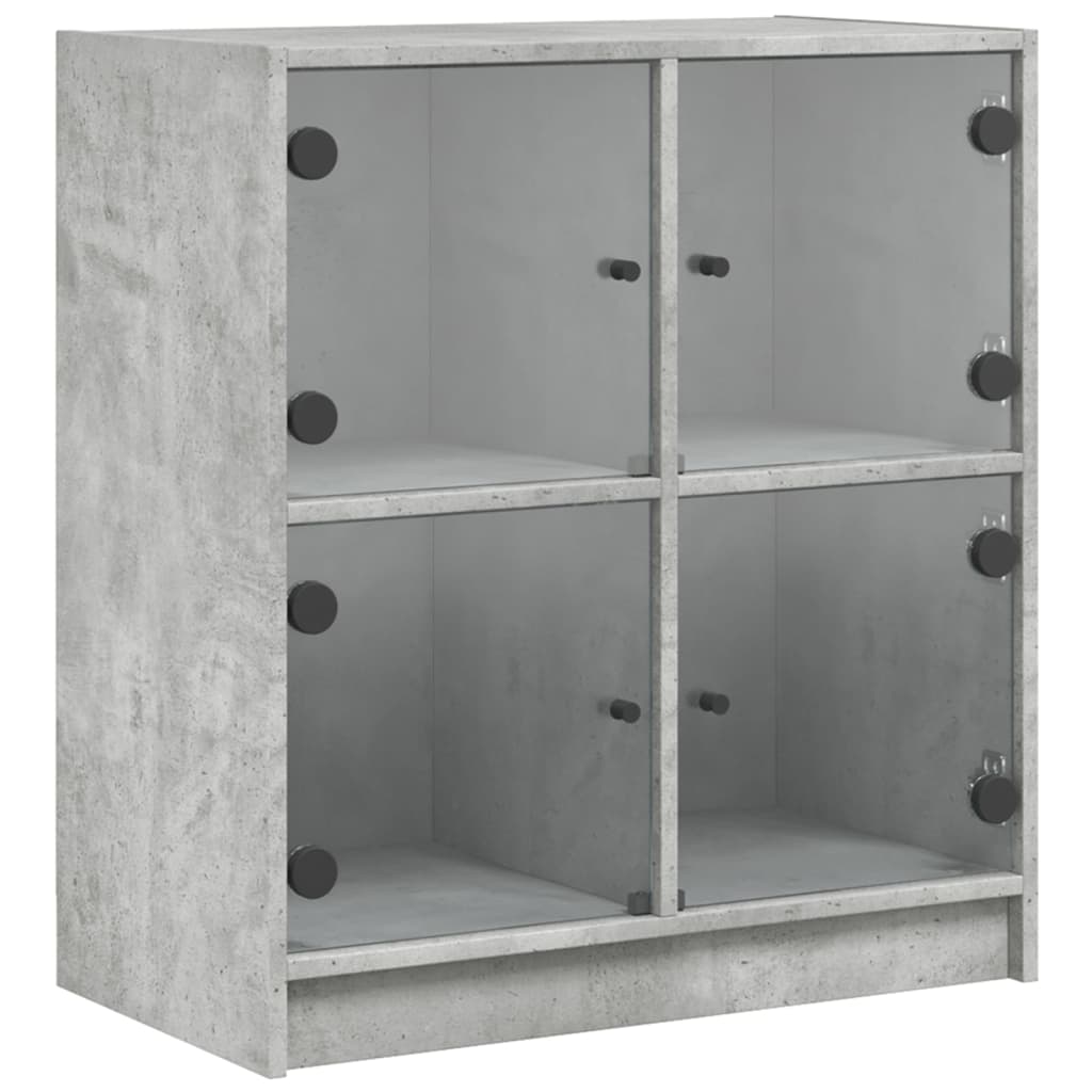Armadio laterale con porte in vetro grigio in cemento 68x37x75,5 cm