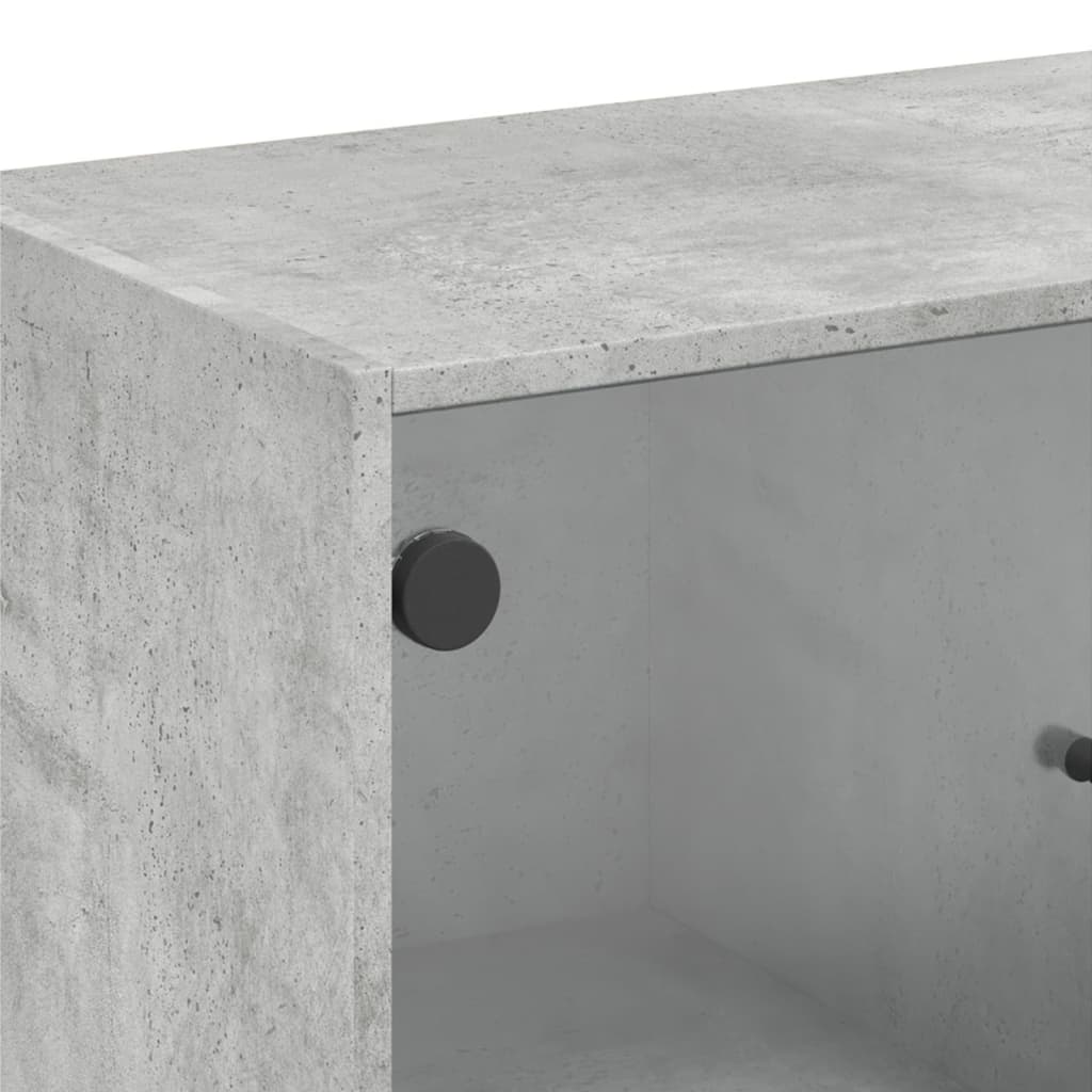 Armadio laterale con porte in vetro grigio in cemento 68x37x75,5 cm