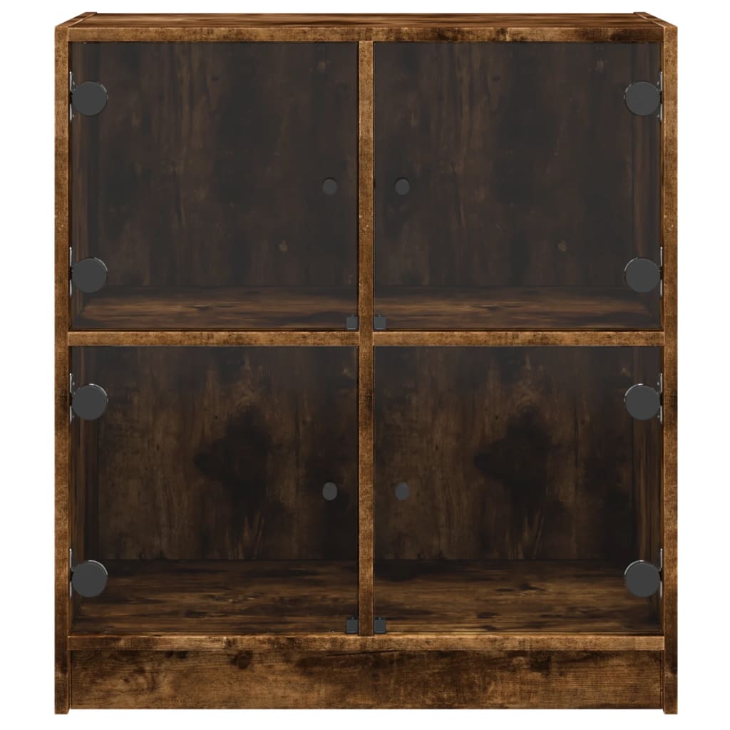 Armadio laterale con porte di vetro di quercia affumicate 68x37x75,5 cm