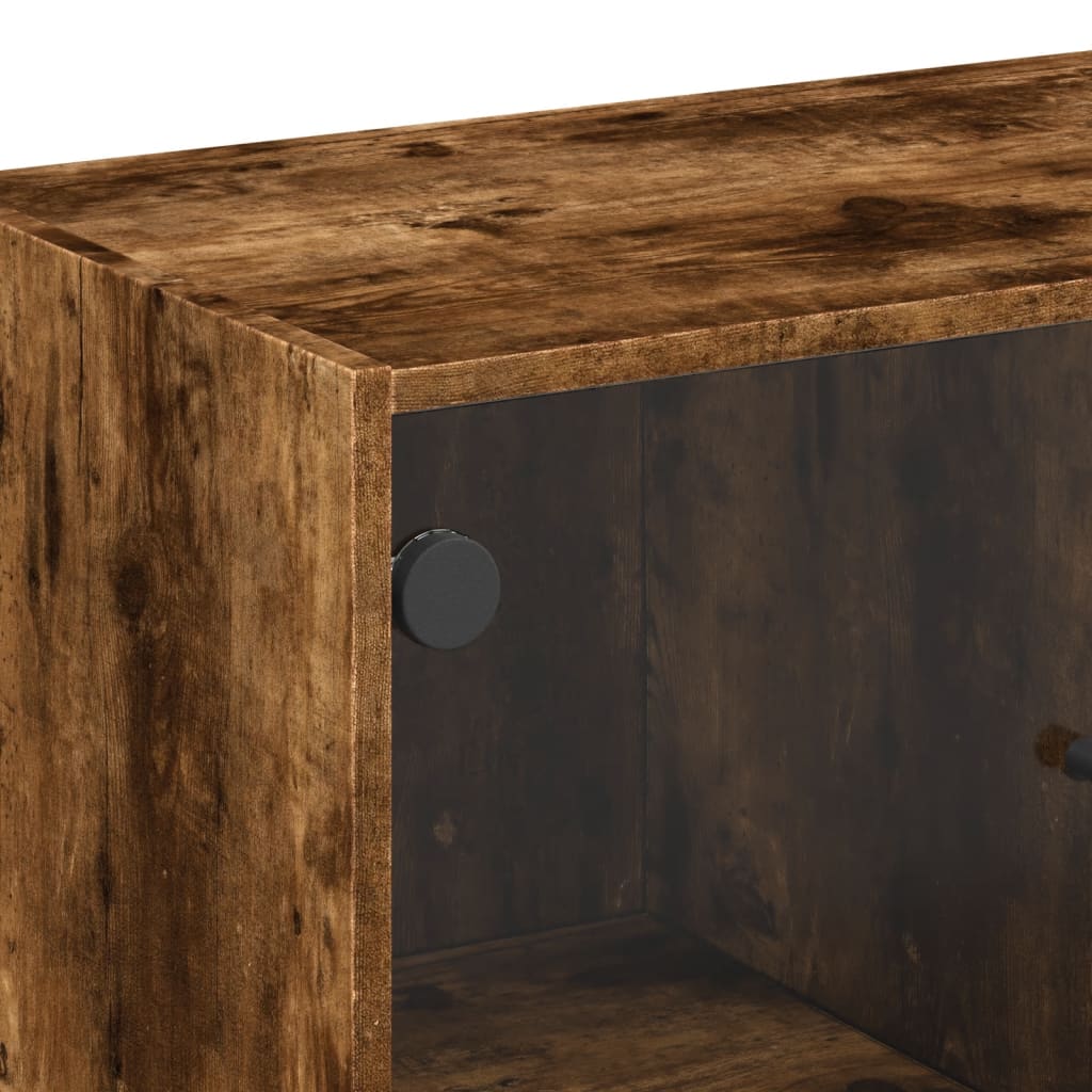 Armadio laterale con porte di vetro di quercia affumicate 68x37x75,5 cm