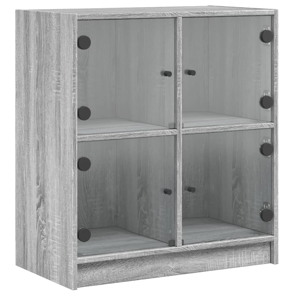 Armadio laterale con porte di vetro Sonoma grigio 68x37x75,5 cm