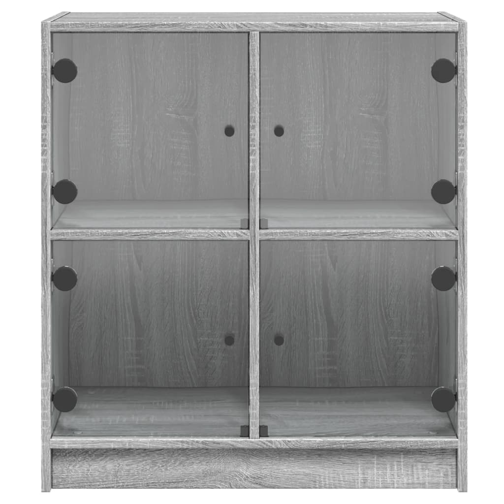 Armadio laterale con porte di vetro Sonoma grigio 68x37x75,5 cm